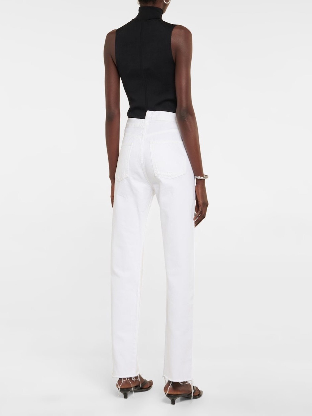Agolde Criss Cross Size 26 White High-Rise Straight Leg Jeans - Picture 2 of 16